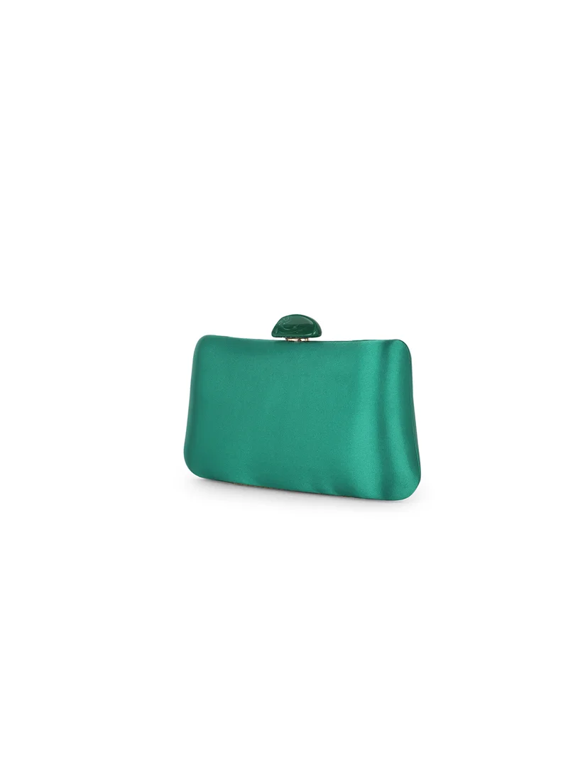 جلو باص Globus Women Sea Green Shiny Rectangular Party Clutch With Detachable Chain Strap